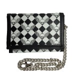 Cartera calaveras alas con cadena, cremallera interior en billetera