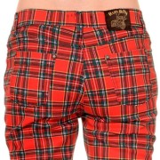 Pantalones pitillo escocés rojo
