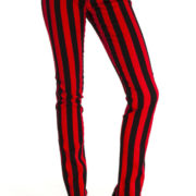 Pantalones pitillo rayas negras y rojas