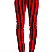 Pantalones pitillo rayas negras y rojas