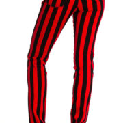 Pantalones pitillo rayas negras y rojas