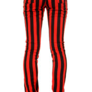 Pantalones pitillo rayas negras y rojas