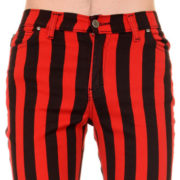 Pantalones pitillo rayas negras y rojas