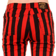 Pantalones pitillo rayas negras y rojas