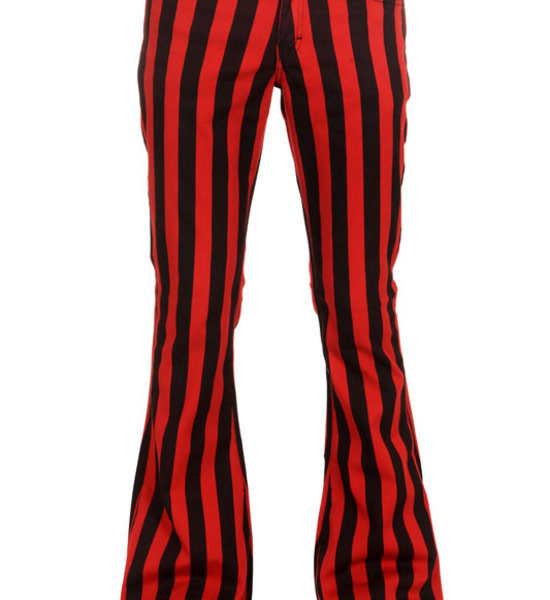 Pantalones campana rayas negras y rojas