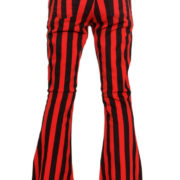 Pantalones campana rayas negras y rojas