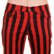 Pantalones campana rayas negras y rojas