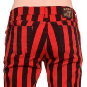 Pantalones campana rayas negras y rojas